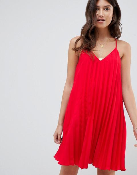 Minivestido Estilo Camisola De Vuelo Con Diseño Plisado De Asos Design