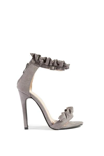 Carmen Grey Ruffle Strap Heel