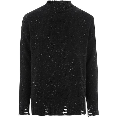 Black Flecked Knit Crew Neck Jumper