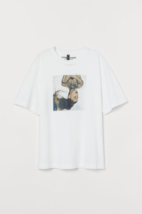 H & M - T-shirt Con Stampa - Bianco