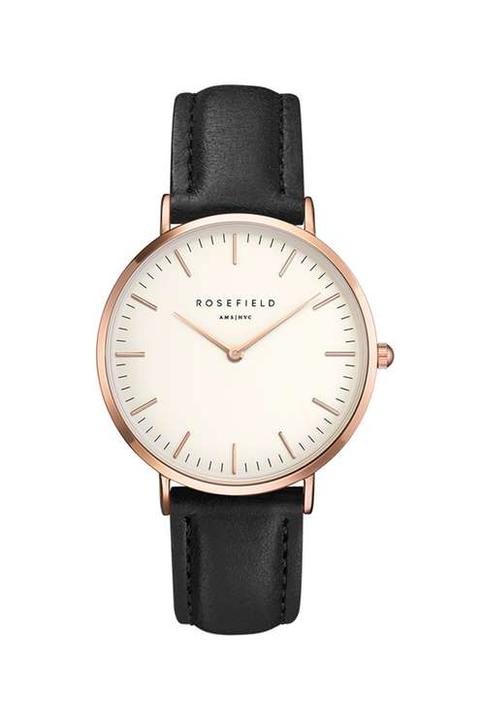 **the Bowery White And Black Rose Gold Watch By Rosefield