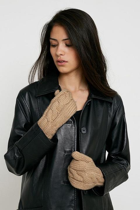 Uo Knit String Mittens - White All At Urban Outfitters