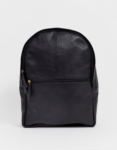 Asos Design - Zaino Nero In Pelle - Nero