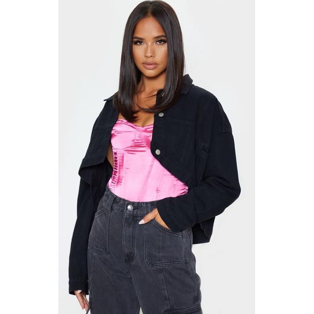 pretty little thing pink denim jacket