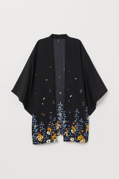 H & M - Kimono Con Stampa - Nero