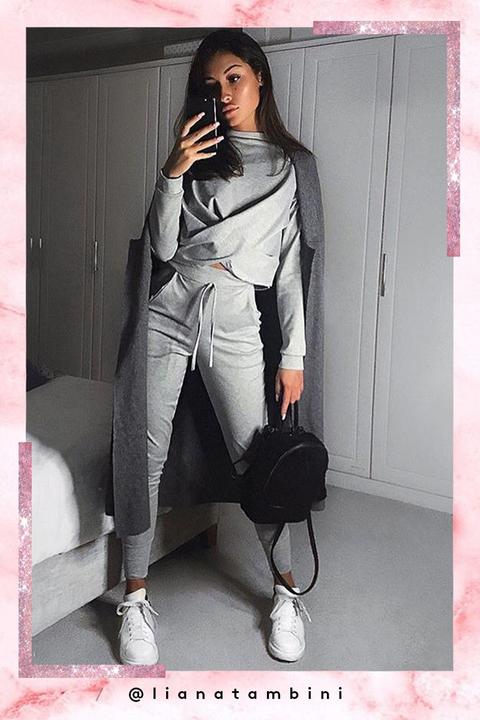 Hayley Grey Twist Front Loungewear Set