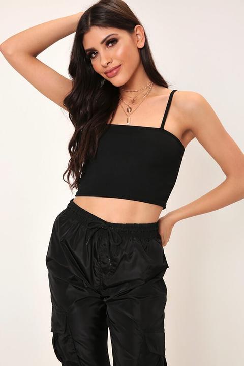 Black Strappy Crop Top