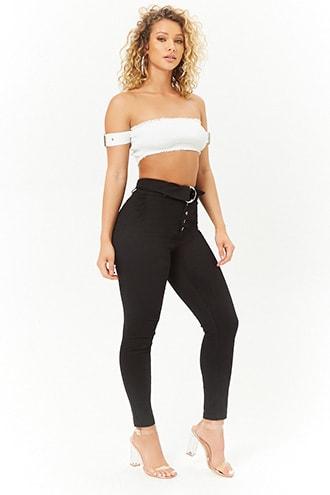 Forever 21 Foldover Skinny Jeans Black