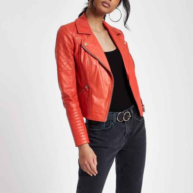 river island red leather jacket