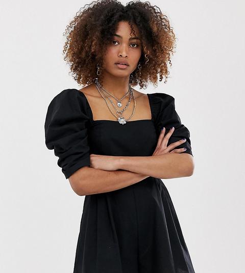 Collusion Volume Shoulder Playsuit-black