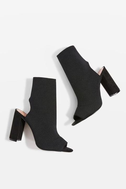 sock booties block heel
