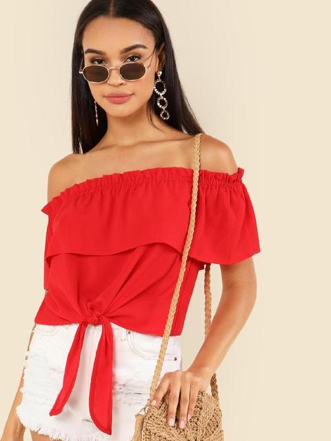 Top Con Orlo A Spalline Rovesciato