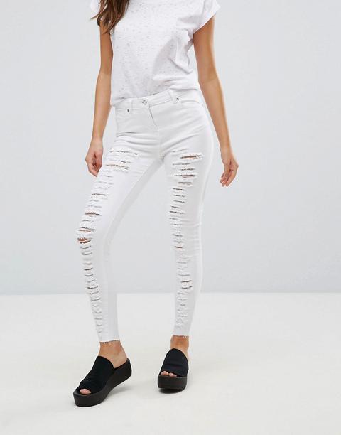 Parisian - Jeans Skinny Molto Strappati - Bianco