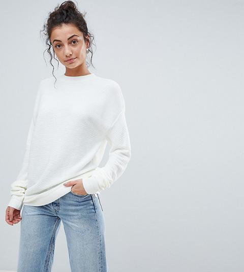 Asos Tall - Maglione Oversize A Coste - Bianco