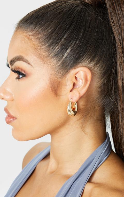 Gold Oval Chunky Hoop Earrings