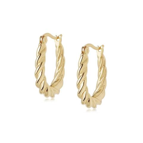 Stacked Rope Creole Hoop Earrings 18ct Gold Plate