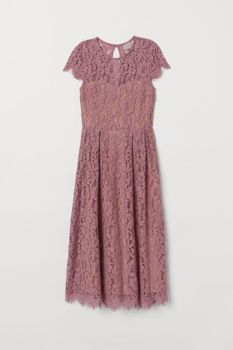 H & M - Abito In Pizzo Al Polpaccio - Rosa