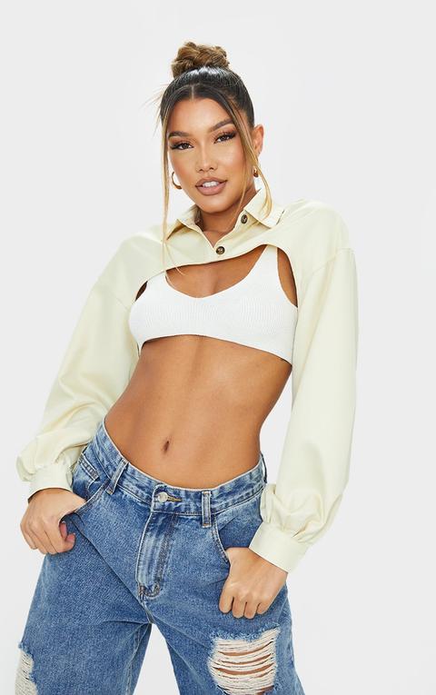 Nude Woven Extreme Cropped Shirt