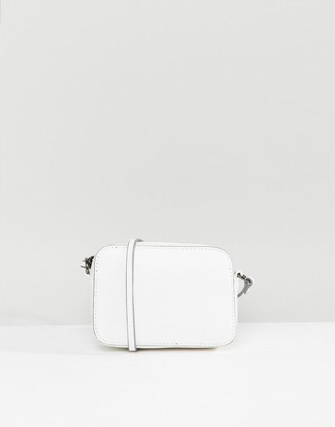 Asos Design Cross Body Camera Bag With Piping Detail - White