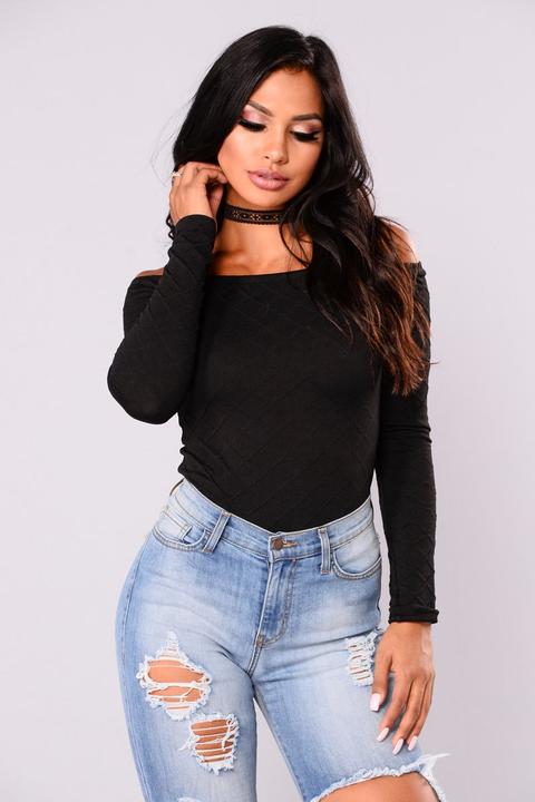 Shanaya Off Shoulder Bodysuit - Black