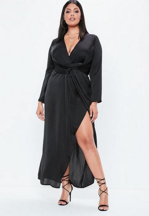 black satin dress with split