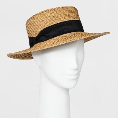 Women's Packable Boater Hat - A New Day Beige