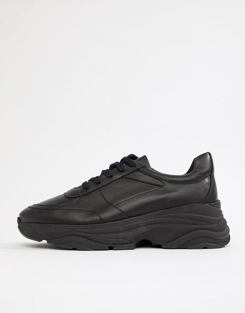 Asos Design Trainers In Black With Chunky Sole