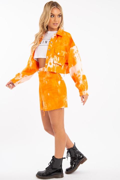 Orange Tie Dye Denim Jacket Skirt Co 
