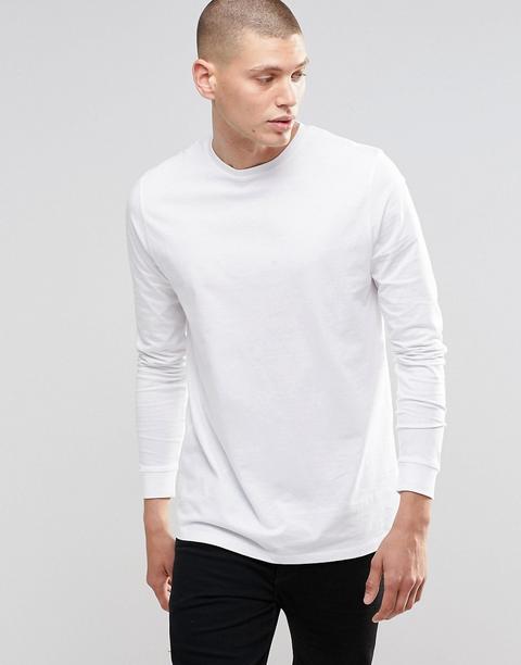 Asos - Maglia Lunga Bianca A Maniche Lunghe - Bianco