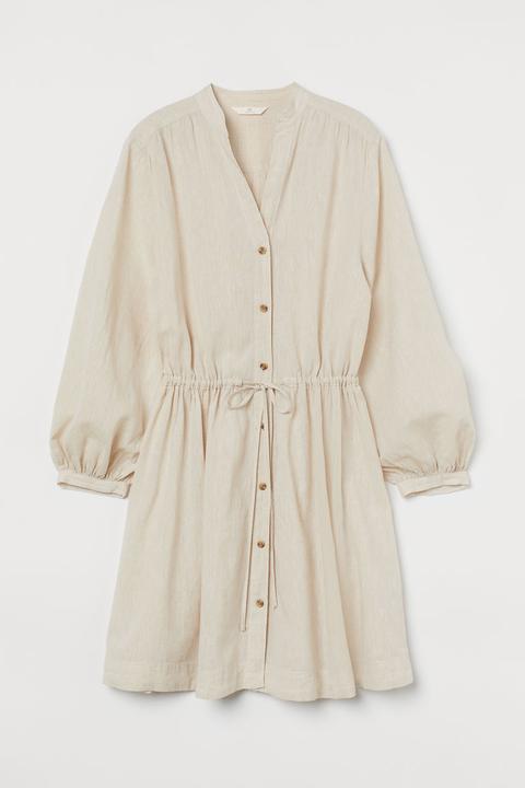 Robe En Lin Mélangé - Beige