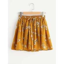 Shorts De Cintura Elástica Con Cordón Con Estampado De Margarita De Los Prados