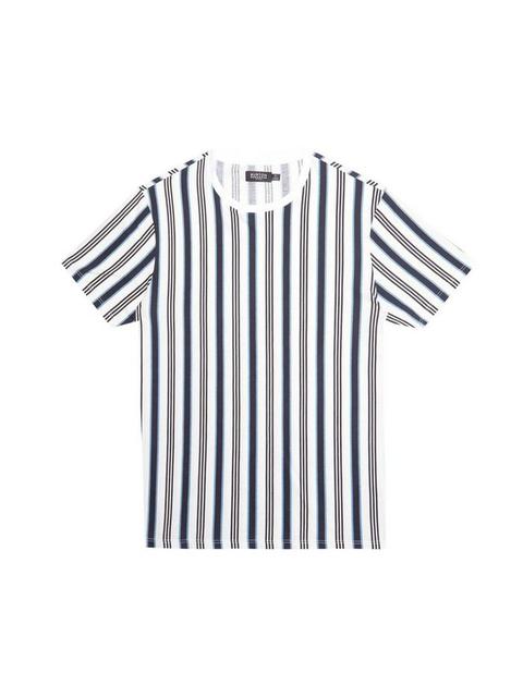 White, Blue And Navy Vertical Stripe T-shirt