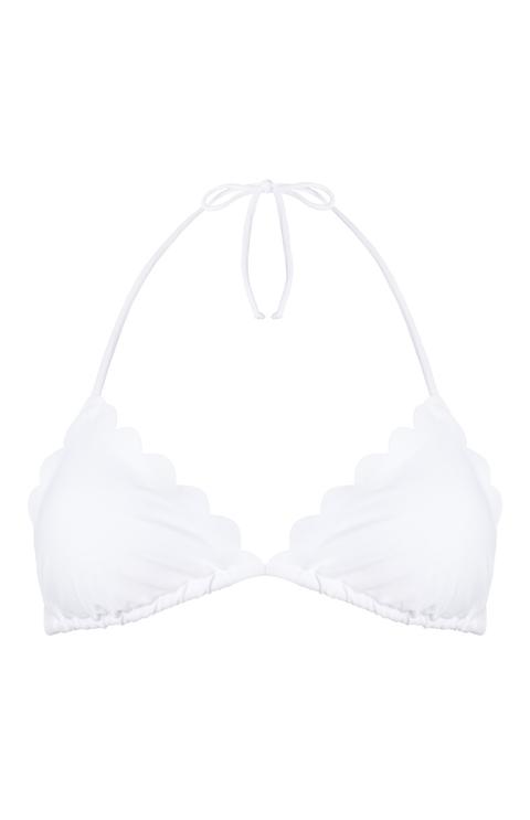 Top Bikini Blanco Con Borde Festoneado