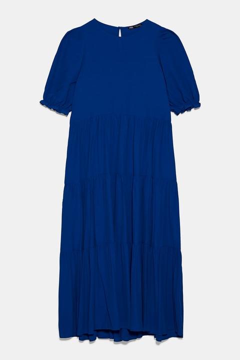Puff Sleeve Dress With Pleats