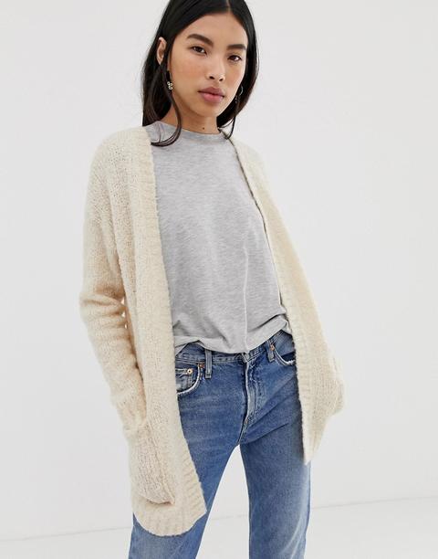 Pieces Fortuna Open Cardigan In Alpaca Wool Blend-black