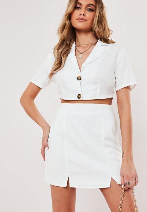 white split hem mini skirt