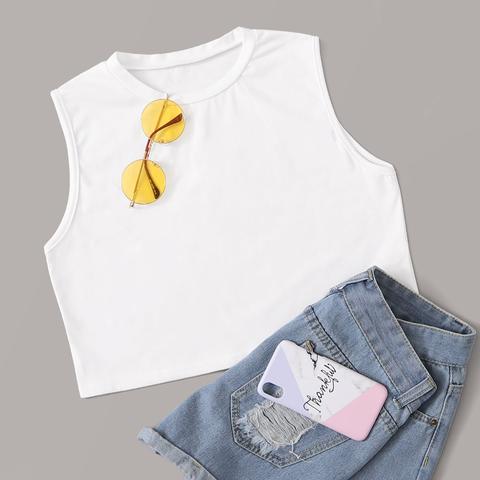 Solid Crop Tank Top