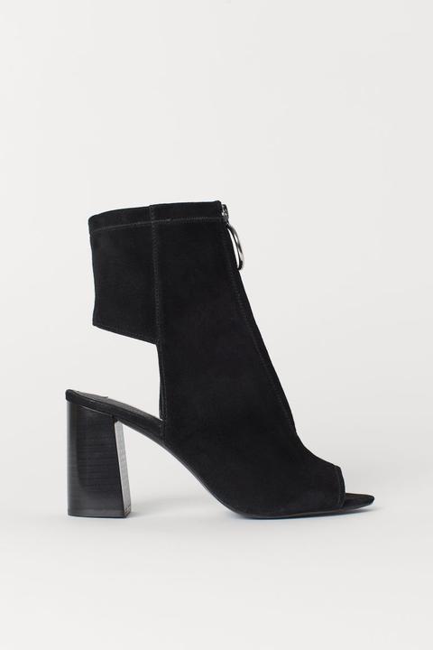 Bottines Ouvertes En Suède - Noir