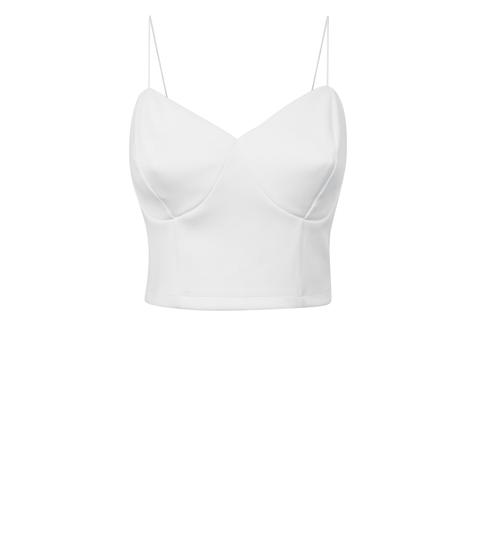 White Strappy Scuba Bralette New Look