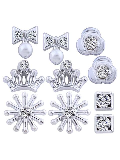 Set Di Orecchini A Forma Di Archi Geometrici Di Strass Crown Flower