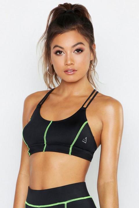 Fit Neon Contrast Stitch Medium Support Sports Bra