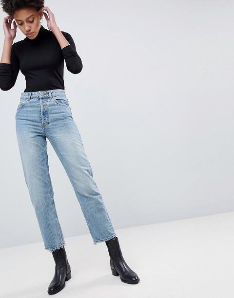 Asos Design - Recycled Florence - Jeans Autentici Dritti Lavaggio Stone Wash Chiaro - Blu