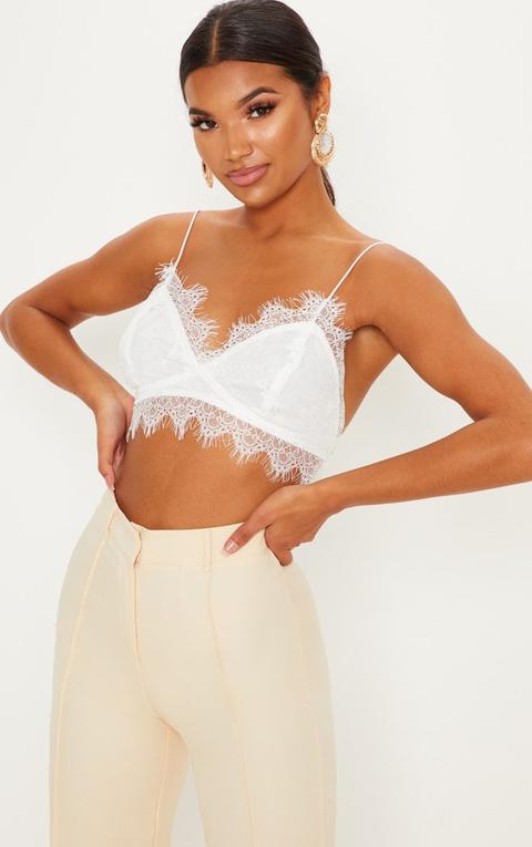 Amelie White Tie Back Lace Bralet