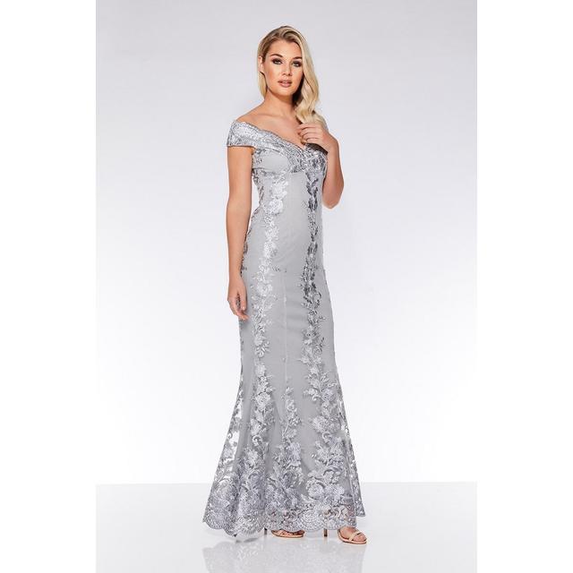 quiz silver bardot dress