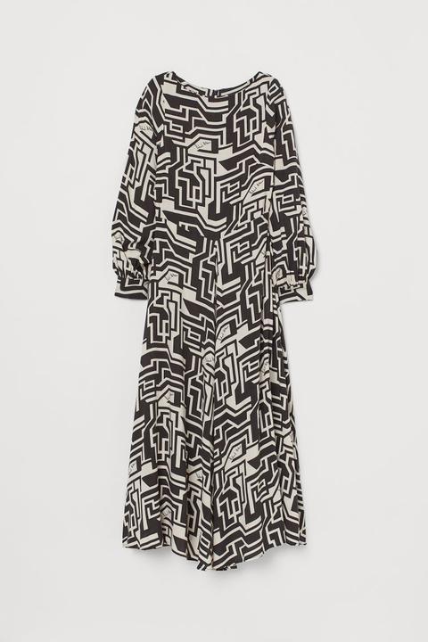 Vestido Con Falda Acampanada - Gris