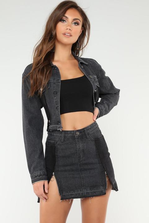 Always Late Denim Jacket - Black