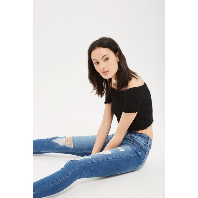 topshop mid blue super ripped jamie jeans
