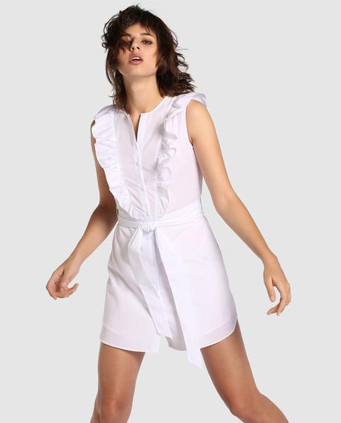 Easy Wear - Vestido Camisero De Mujer Con Volantes