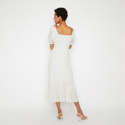 polka dot midi prairie dress