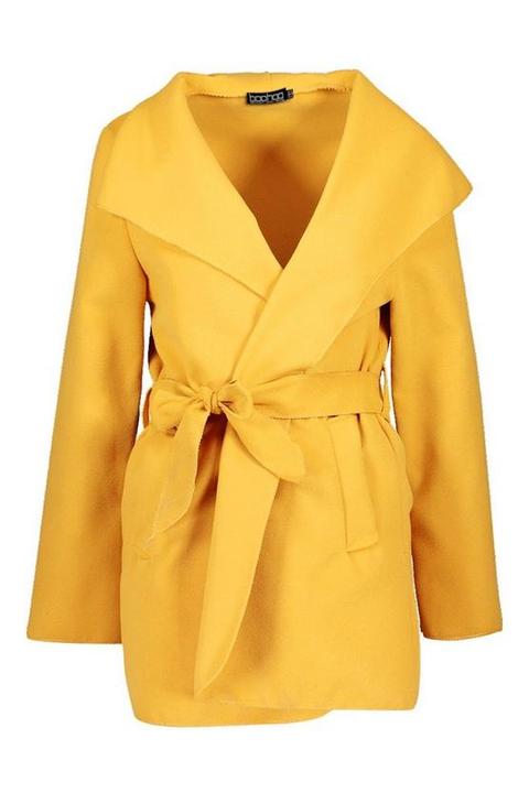 short belted waterfall coat